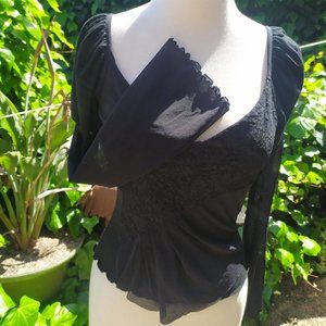 Stretchy Lace/Mixed Pattern Top w/ Long Sleeves